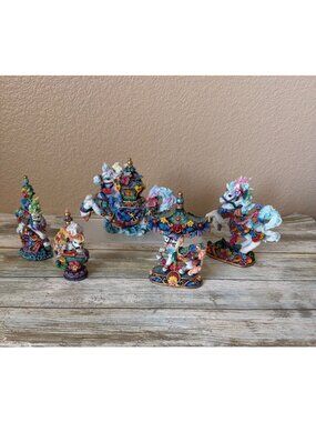 Possible Dreams Dept 56 Crinkle Carousel Figurine Lot 1998 Resin Horse Lot of 5